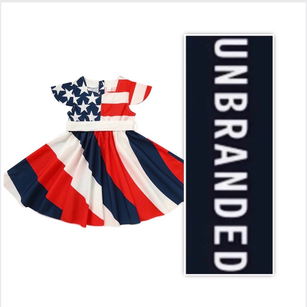 UNBRANDED Girls Patriotic Swirl Dress